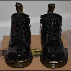 Girls Black Patent Leather Dr. Marten Boots